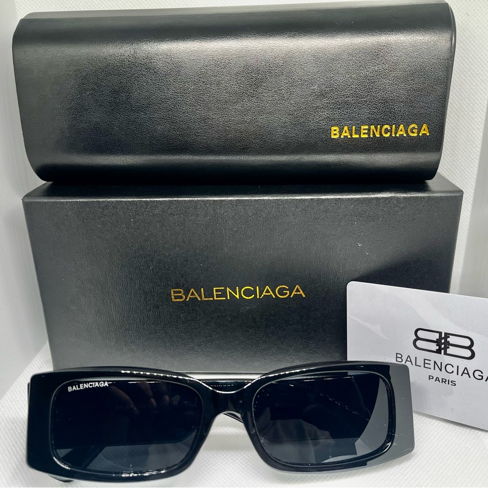 Balenciaga Black Rectangular Sunglasses